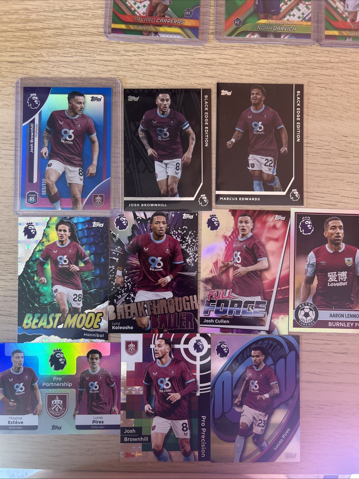 Topps Premier League 2025/2026 Burnley Bundle Numbered/ Inserts/Black Edges for sale on Ebay