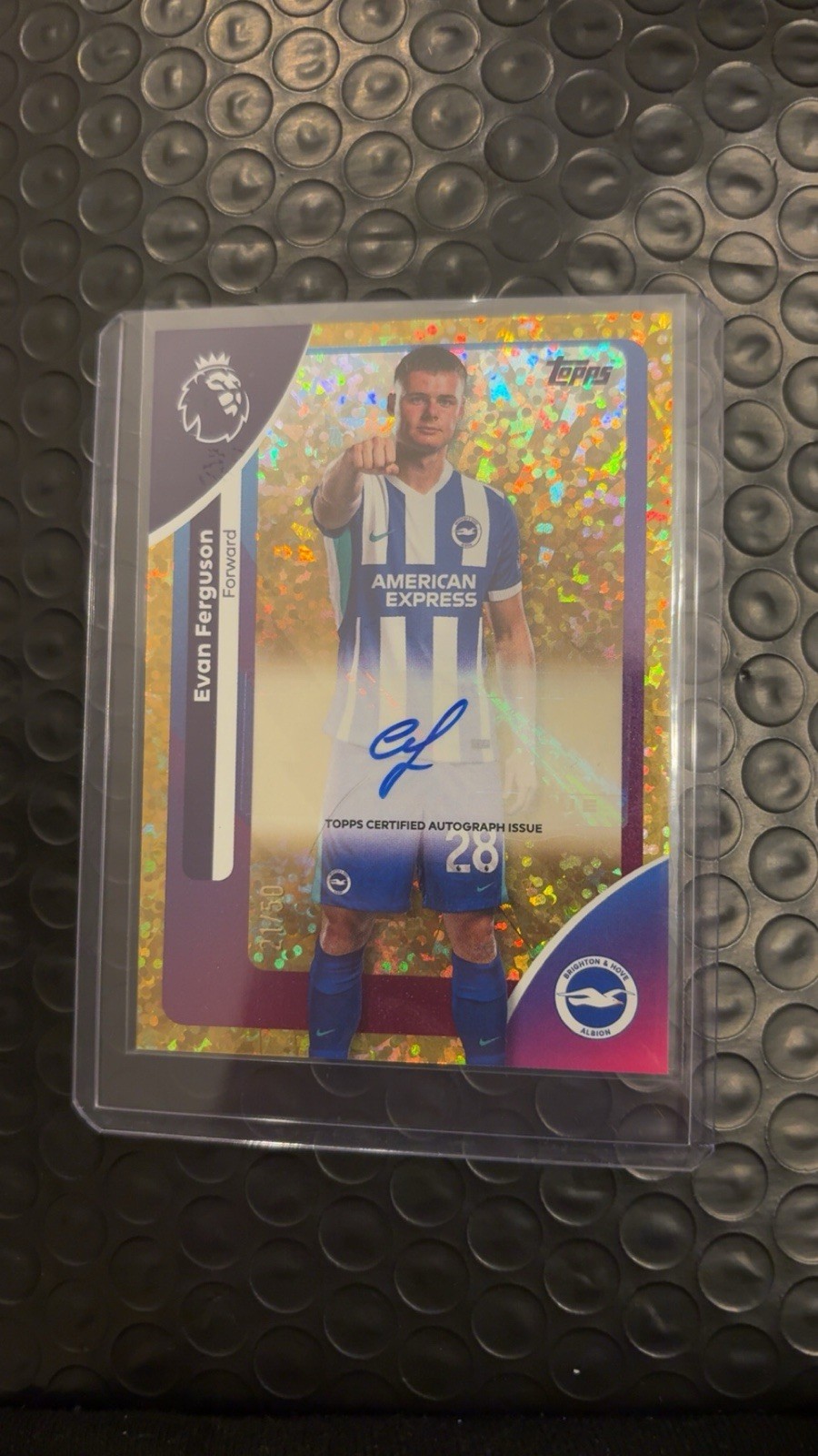 Evan Ferguson Auto Football Card Topps 2025/2026 /50 Gold Sparkle Rare Brighton for sale on Ebay