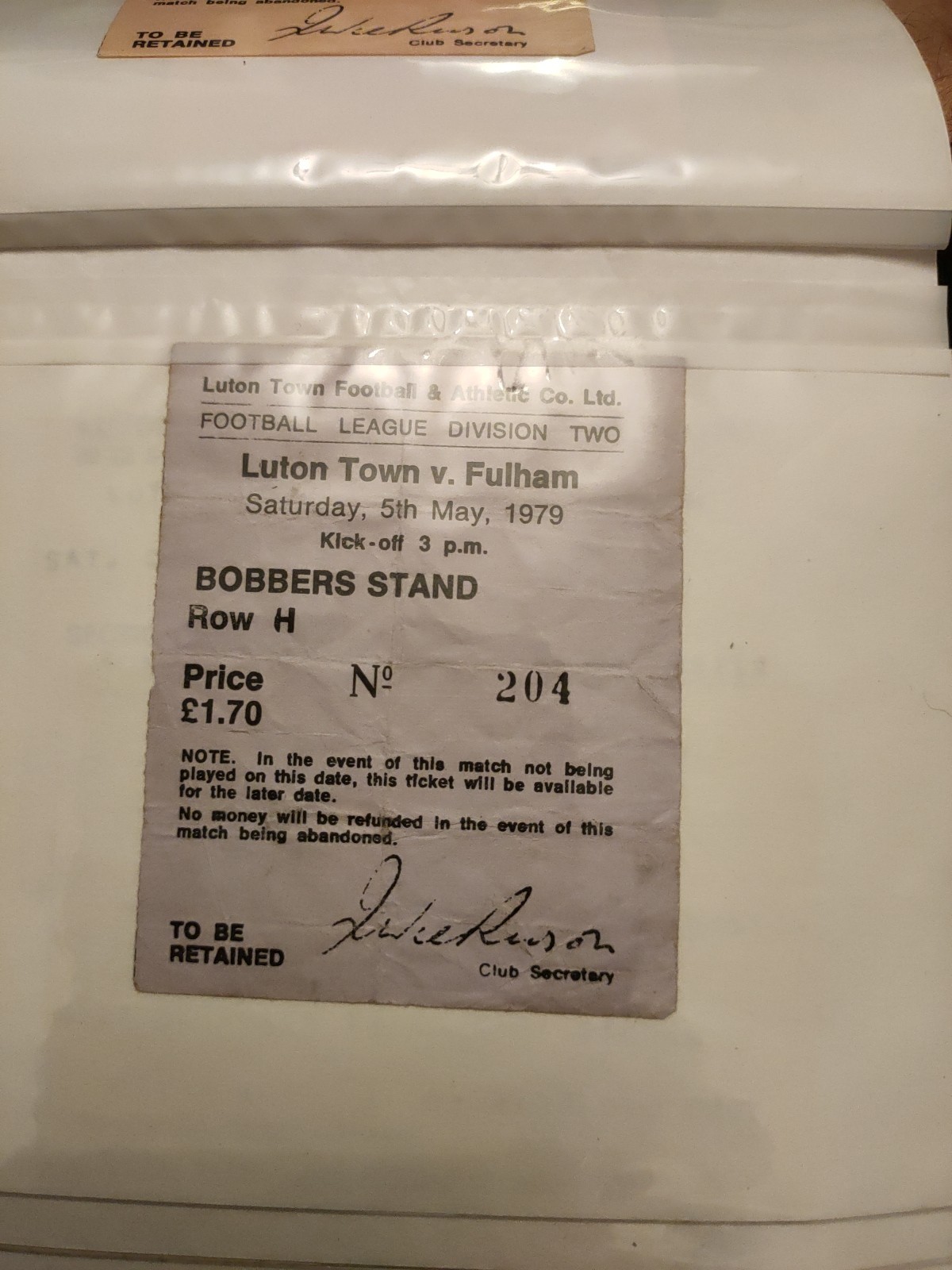 Luton Town v Fulham Ticket Stub 05/05/1979 for sale on Ebay