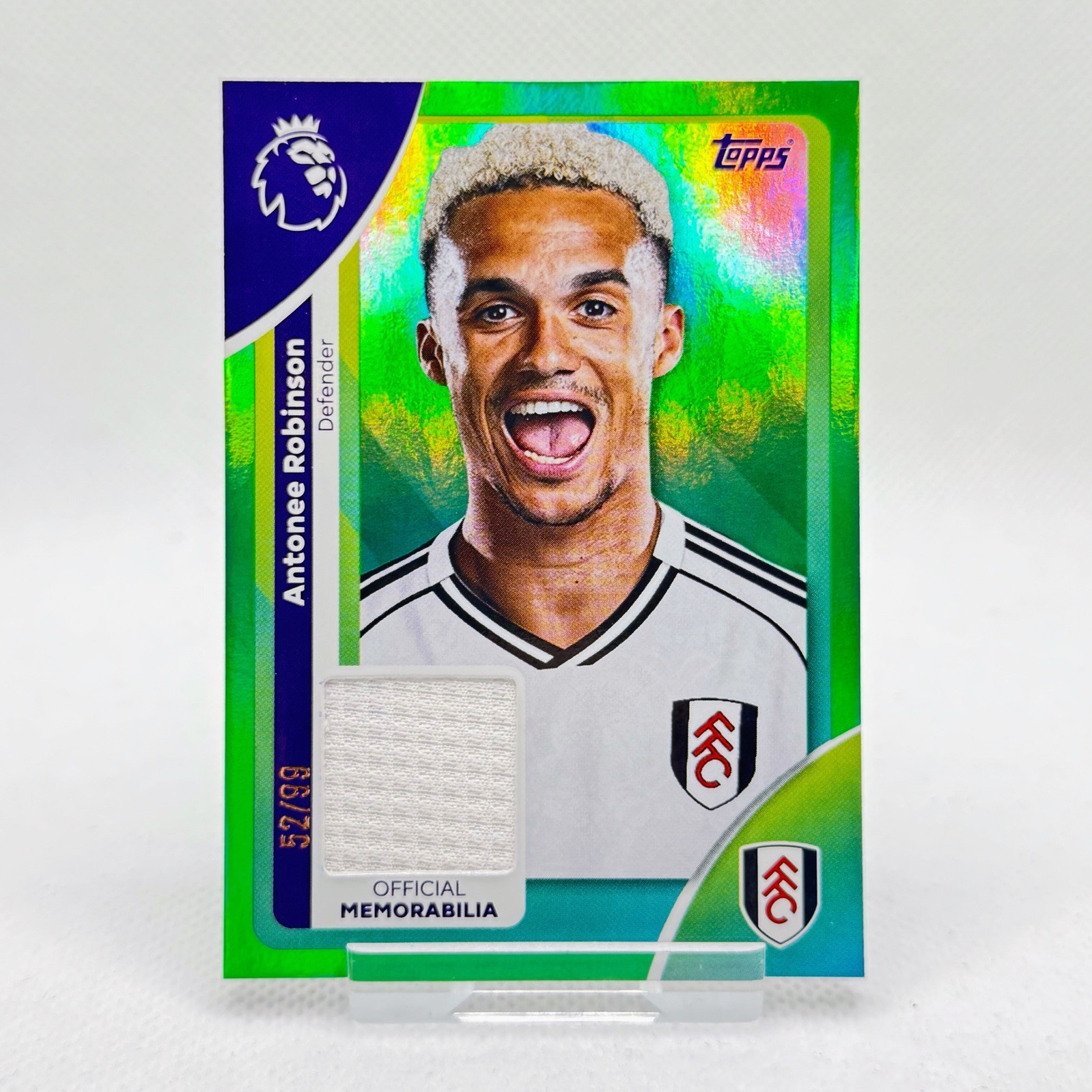 2026 Topps Premier League Antonee Robinson Green Foil Parallel Relic /99 Fulham for sale on Ebay