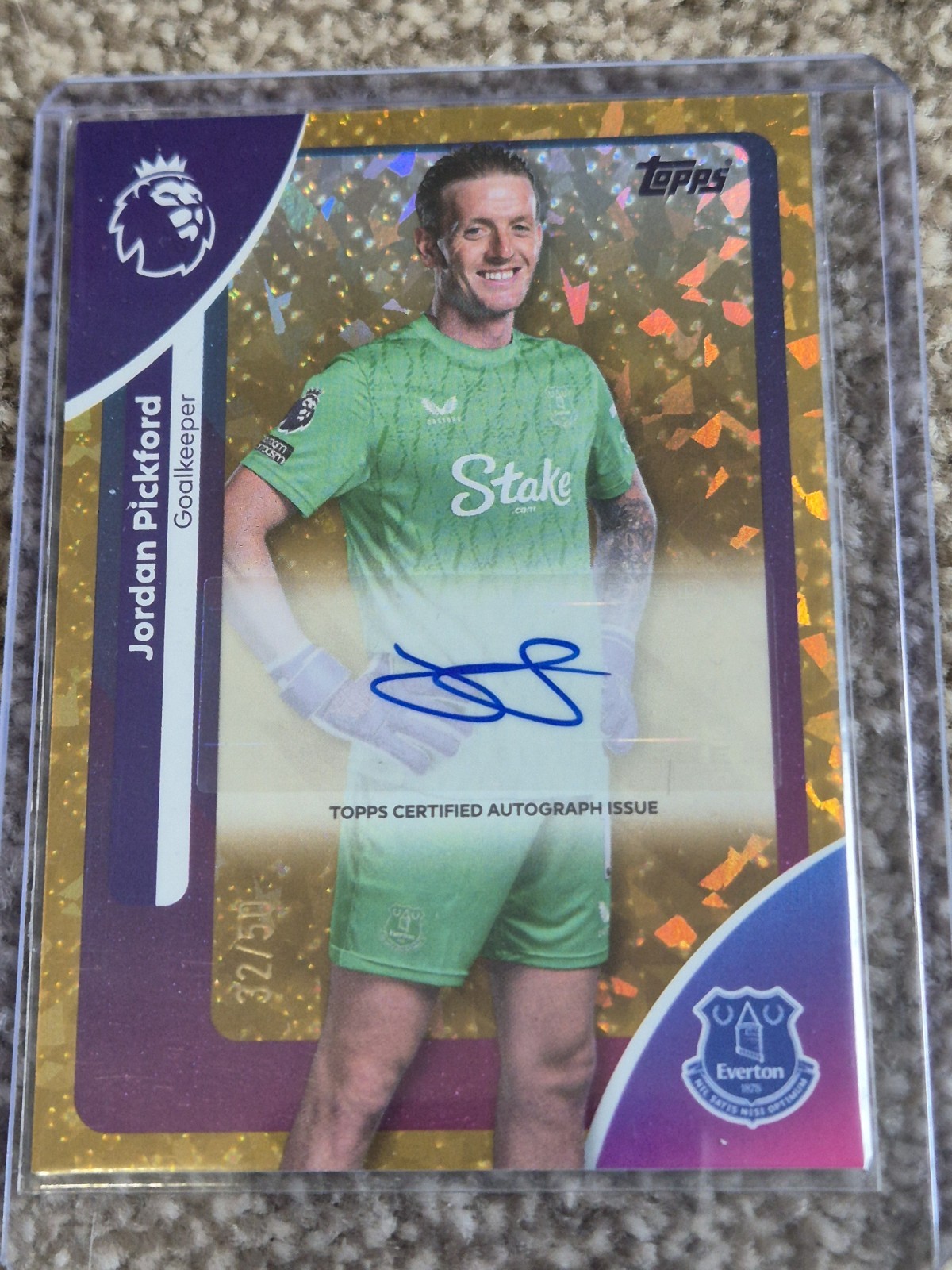 Jordan Pickford Everton Auto /50.  Topps Premier League 2026. for sale on Ebay