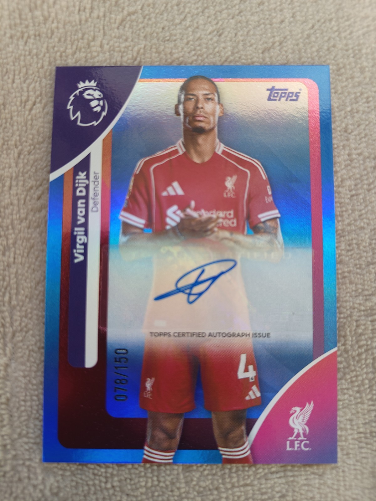 Topps Premier League 2025/2026 Virgil Van Dijk Liverpool Numbered Auto 078/150 for sale on Ebay