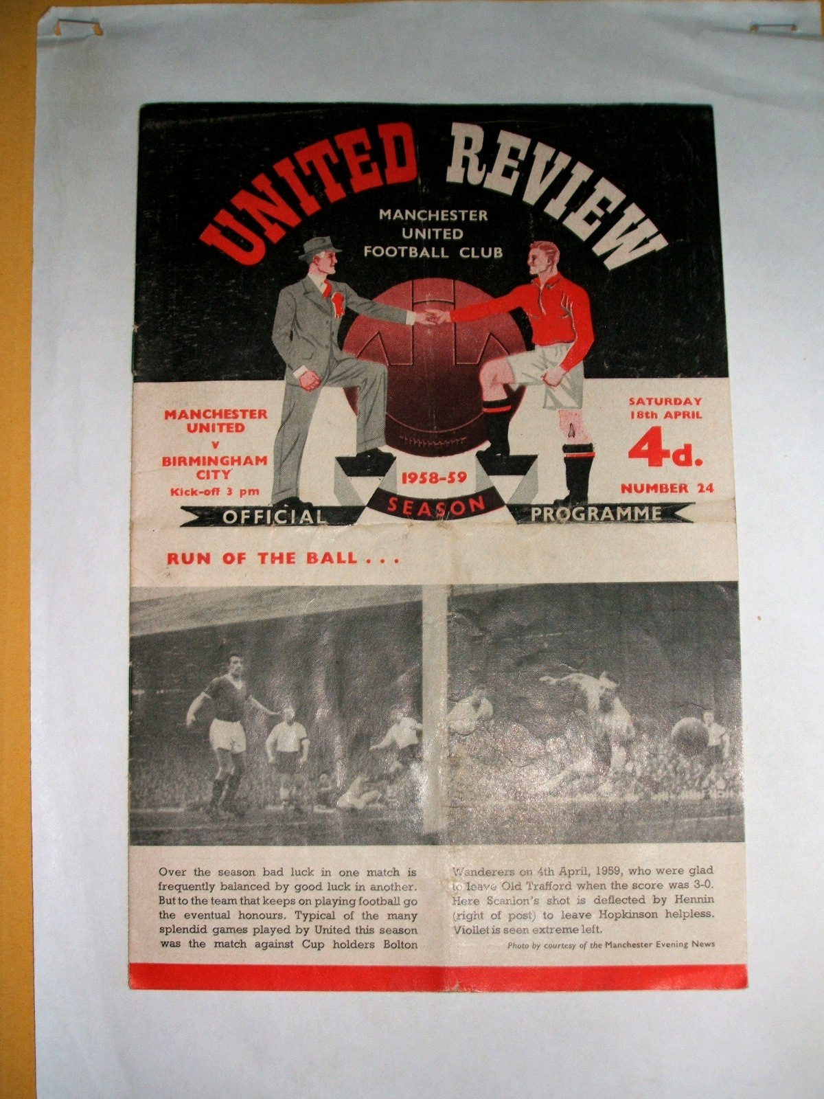 MANCHESTER UTD V BIRMINGHAM CITY 18-04-1959 for sale on Ebay