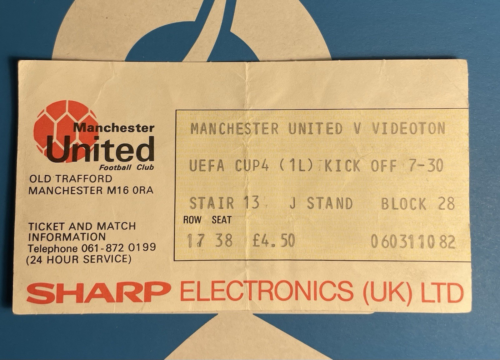 Videoton v Manchester United 1984/1985 Uefa Cup Ticket Stub for sale on Ebay