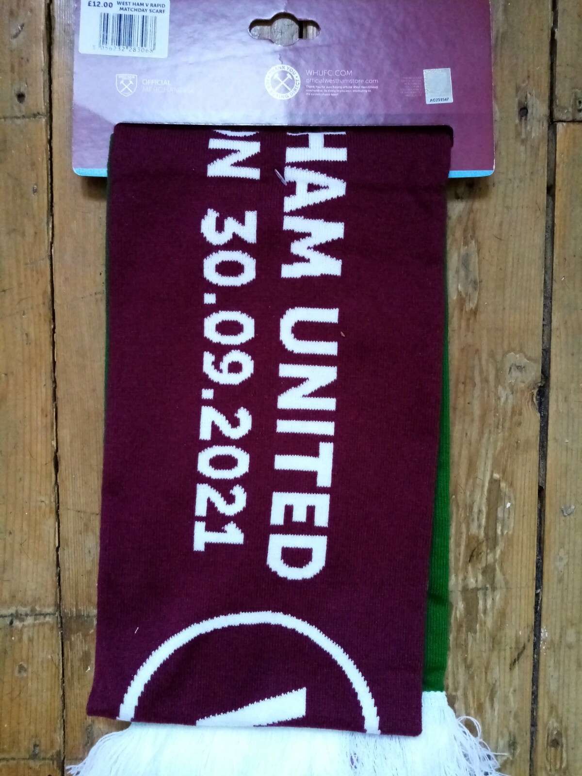 west ham united v rapid vienna europa league matchday scarf New30/09/21 25/11/21 for sale on Ebay