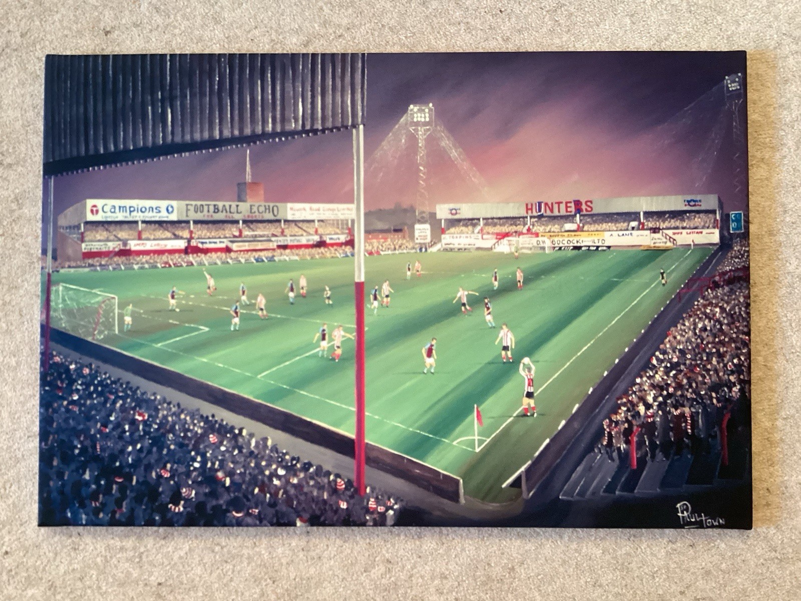 Lincoln City v West Ham 20x30'' box canvas print 100% to Bradford Burns Unit for sale on Ebay