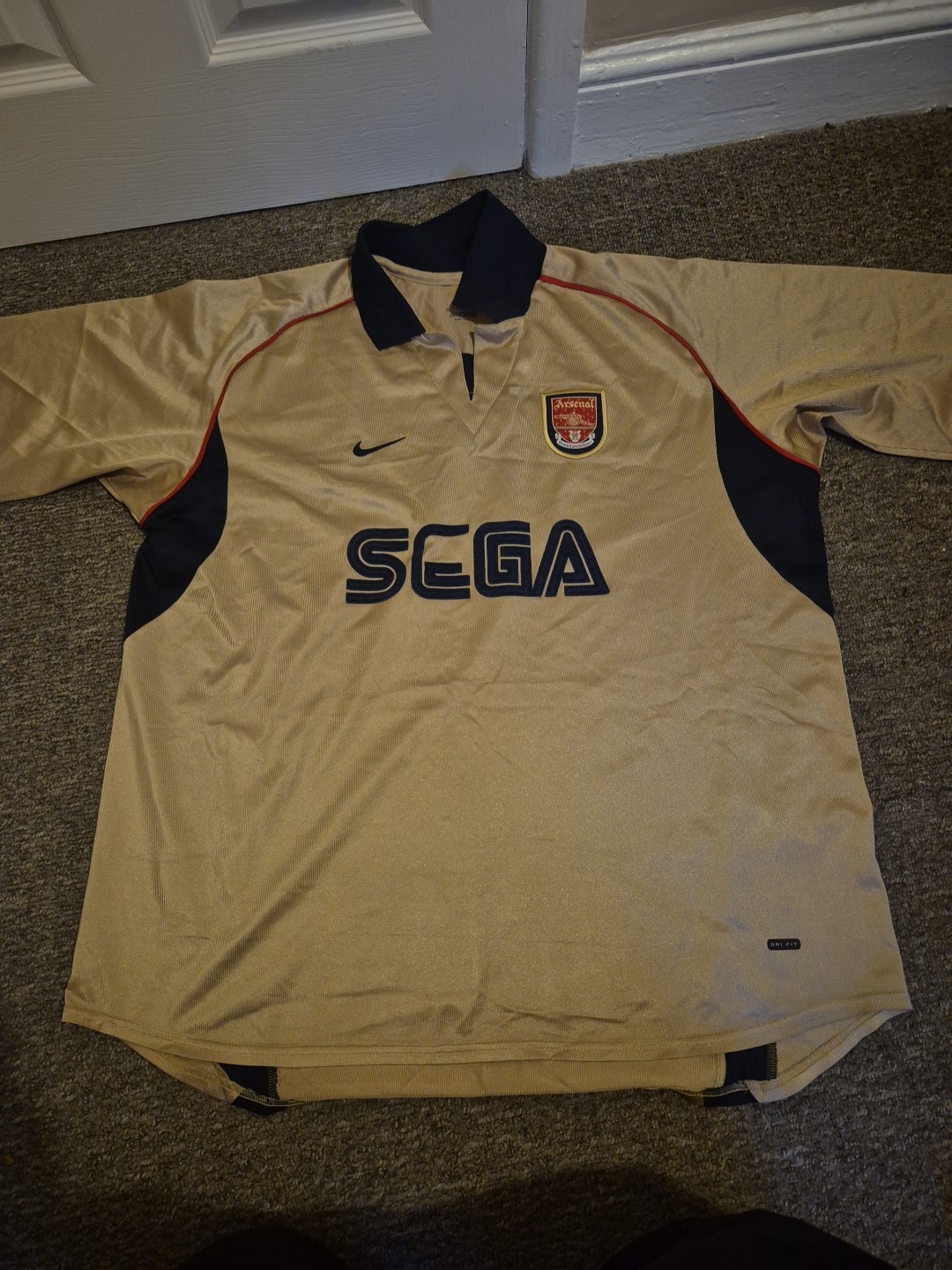 Orginal Arsenal Away Football Shirt 2001 2002 Xxl 47/48 Gold Sega Rare for sale on Ebay