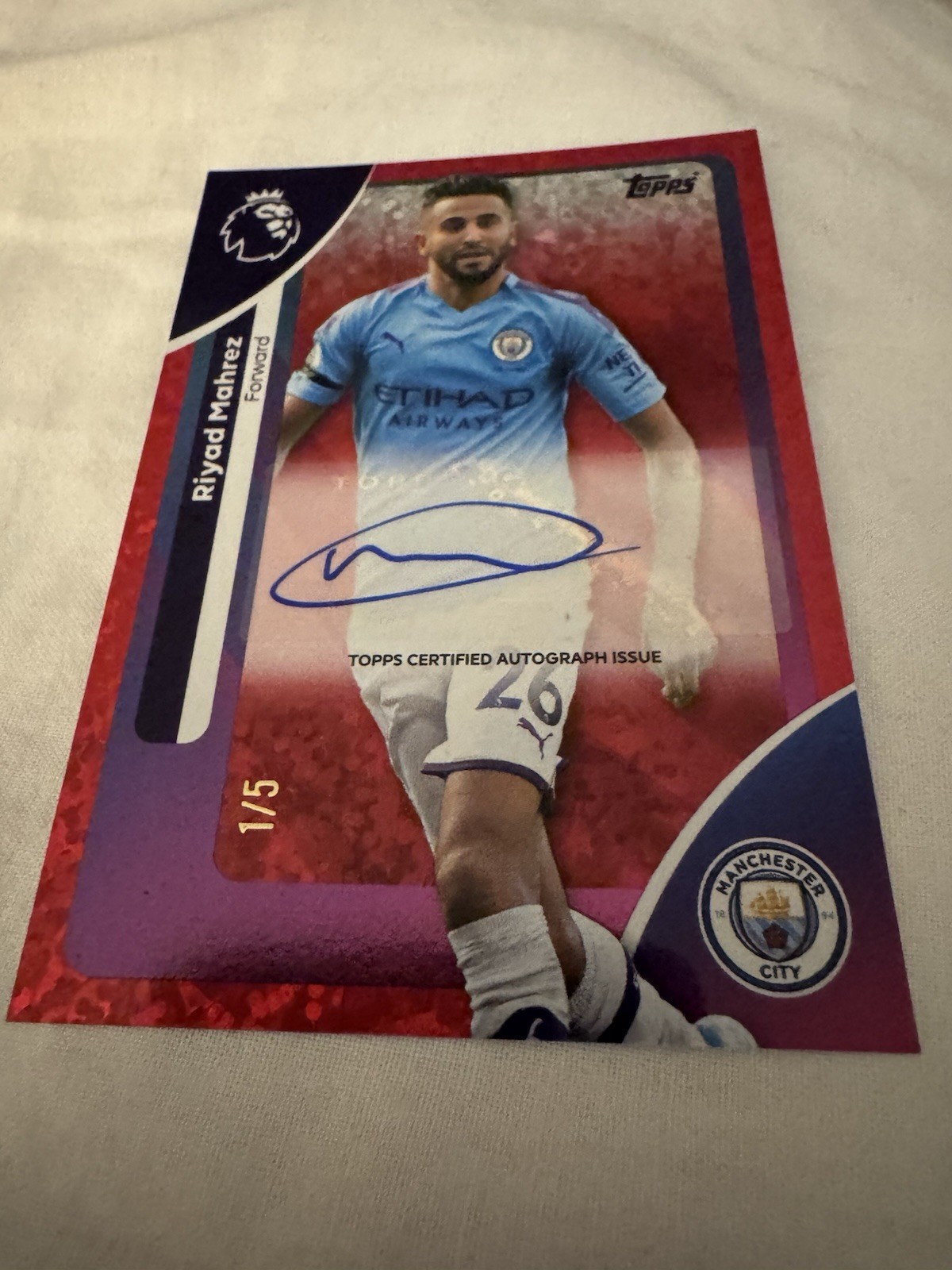 Topps Premier League 2025/2026 Riyad Mahrez Manchester City Signed Red 1/5 for sale on Ebay