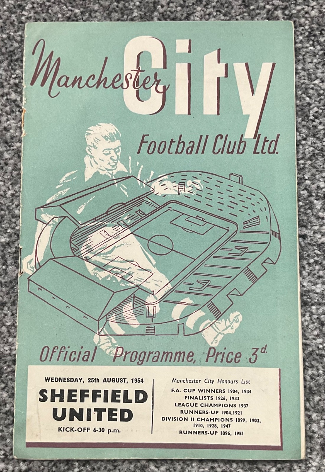 Manchester City v Sheffield United 1954/55  for sale on Ebay