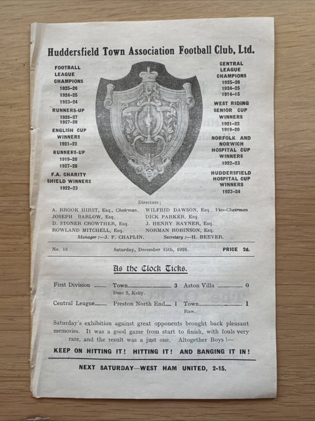 1928/29 - Huddersfield Town v Burnley RESERVES for sale on Ebay