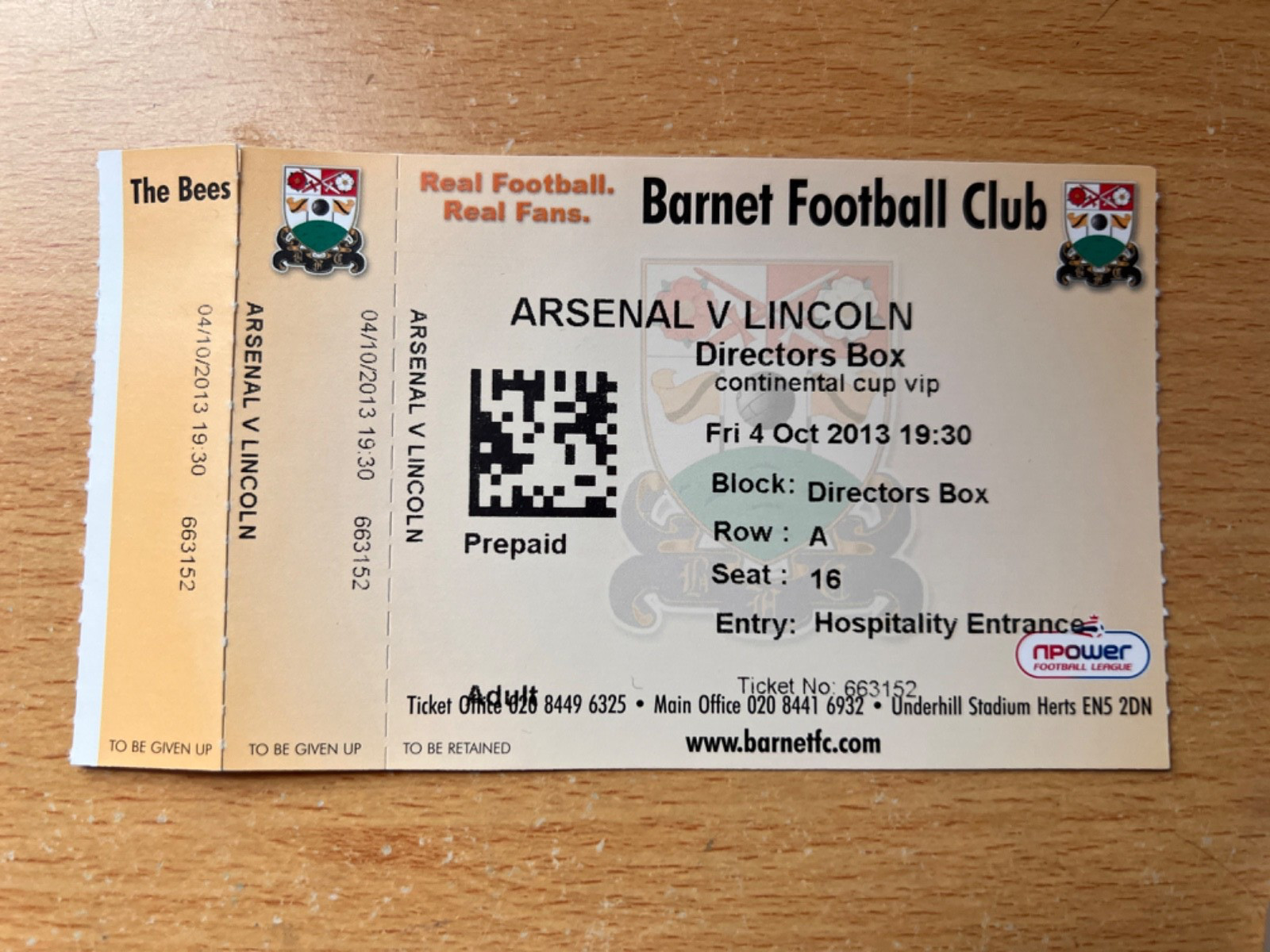 TICKET 2013 Arsenal Ladies v Lincoln Women Continental Cup Final at barnet - VGC for sale on Ebay