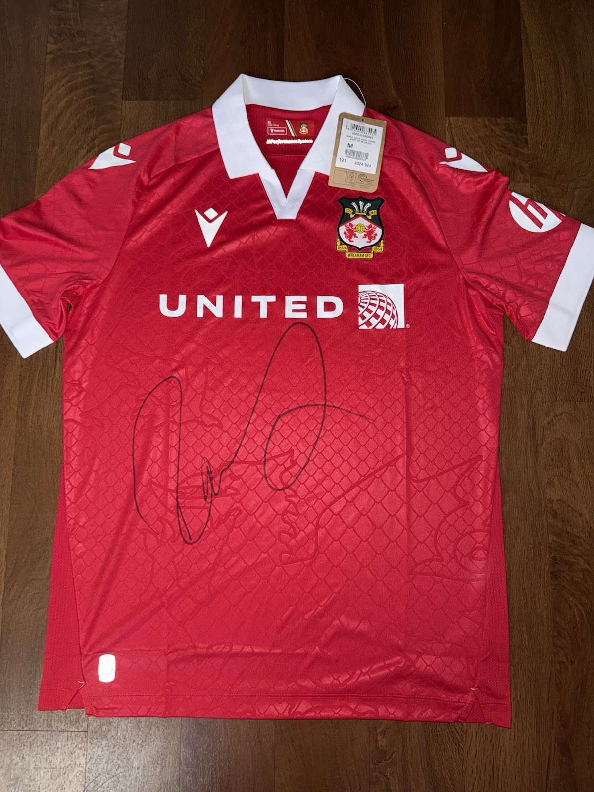 SIGNED WREXHAM TRIPLE PROMOTION SHIRT 2024/2025 ROB MCELHENNEY HOLLYWOOD for sale on Ebay