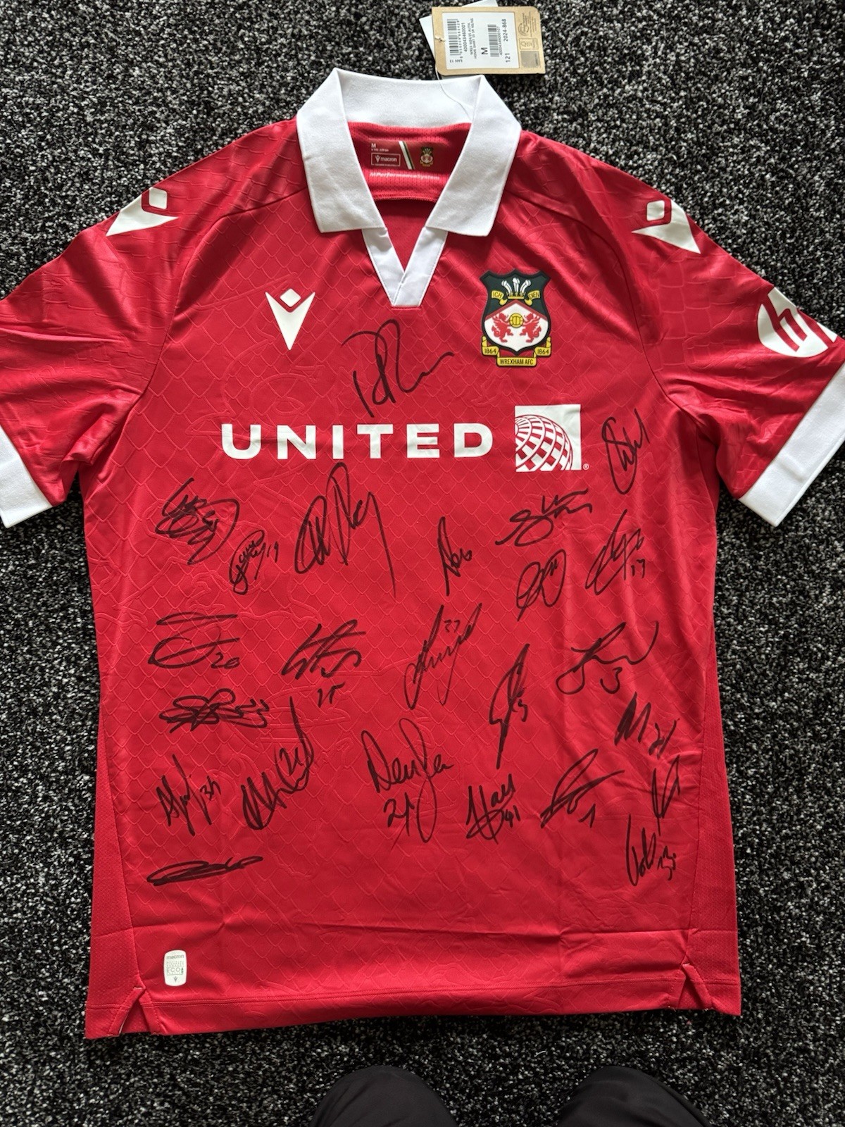 SQUAD SIGNED OFFICIAL WREXHAM HOME SHIRT PROMOTION 2025 - Photo Proof for sale on Ebay