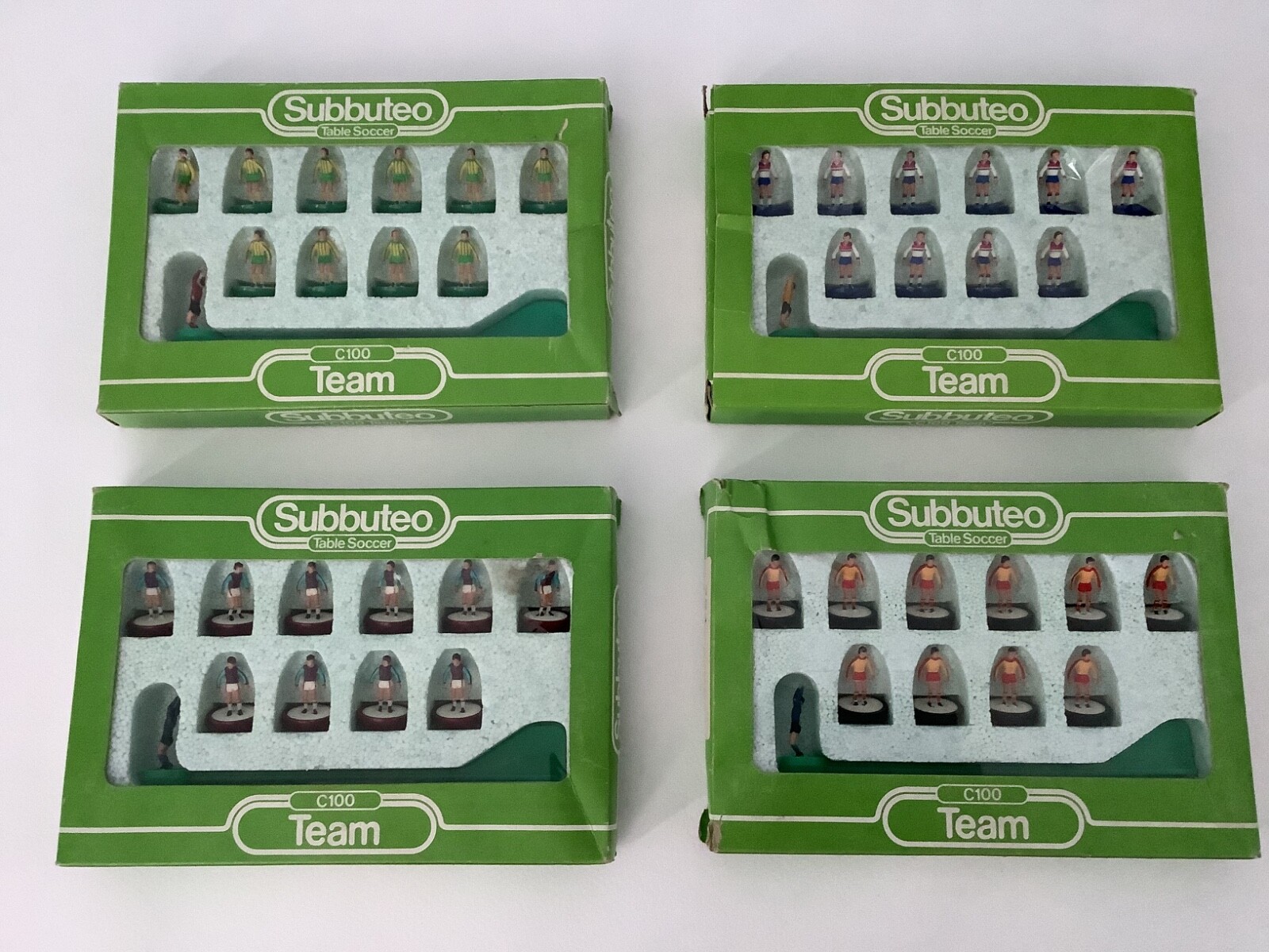 Four Subbuteo C100 lightweight teams - England, Watford, WBA 2nd and West Ham for sale on Ebay