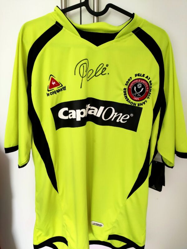 Hand Signed Rare Pele Shirt Sheffield United for sale on Ebay