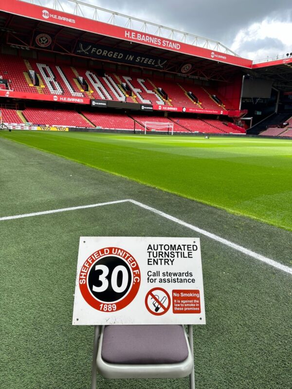 Sheffield United FC original turnstile sign, number 30 for sale on Ebay