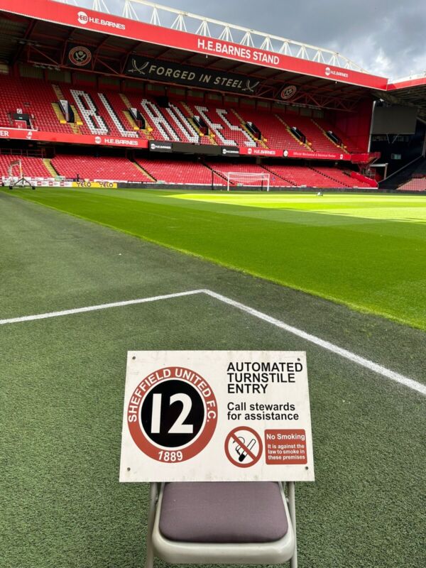 Sheffield United FC original turnstile sign, number 12 for sale on Ebay
