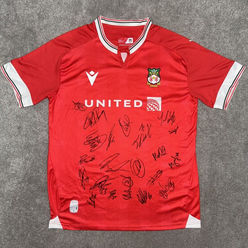 Wrexham AFC Full Squad Signed 2023/24 Shirt with COA and Photo Proof AUTHENTIC for sale on Ebay