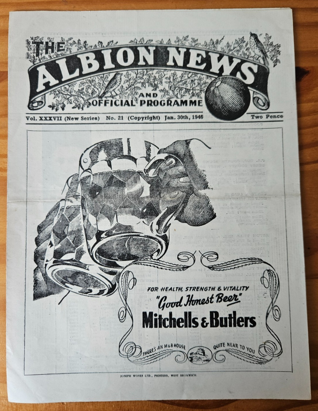 West Bromwich Albion v Derby County 1946 FA Cup (30 January) football programme for sale on Ebay