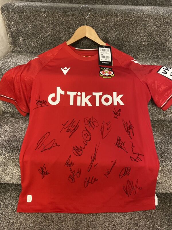 Wrexham Football Soccer Red SIGNED  Shirt.  Promotion Year.  (Rare) for sale on Ebay