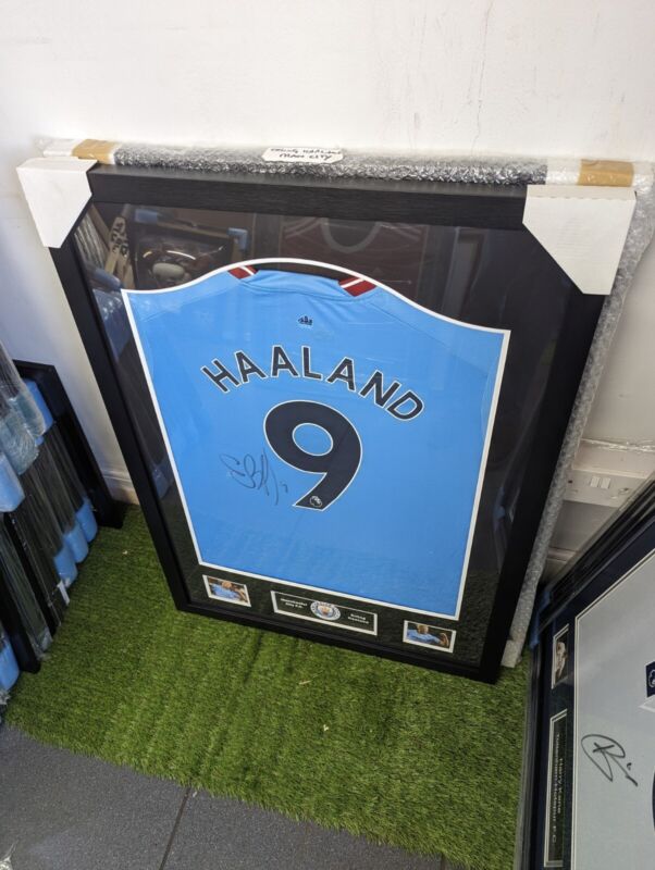 Erling Haaland Signed Framed Manchester City Shirt - With Certificate for sale on Ebay