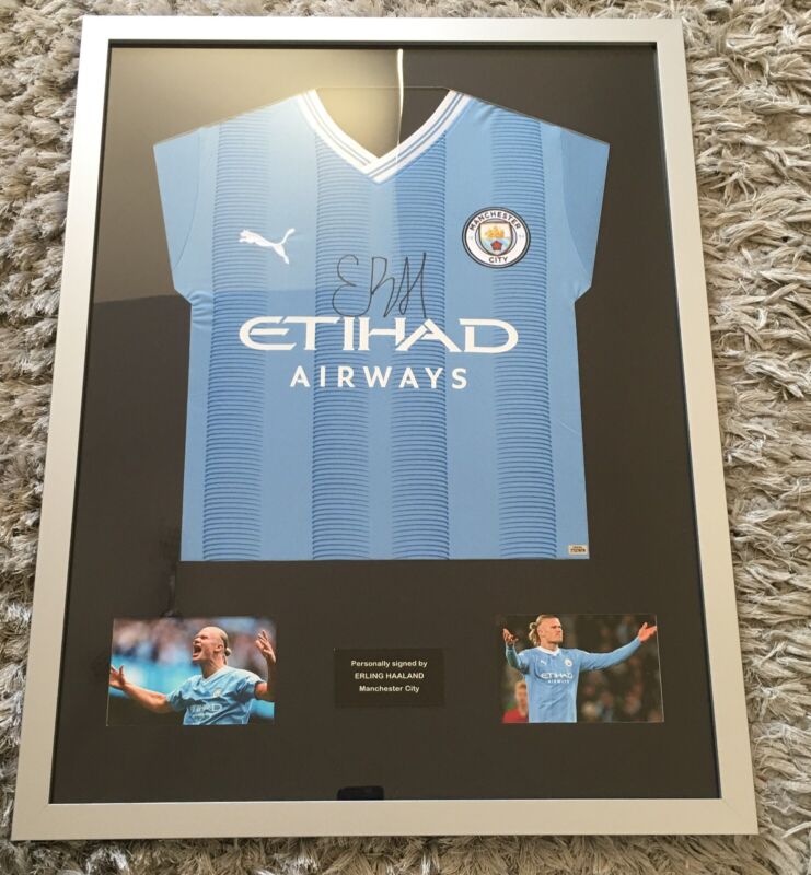 Erling Haaland signed 2023 Manchester City Shirt framed - Photoproof COA for sale on Ebay