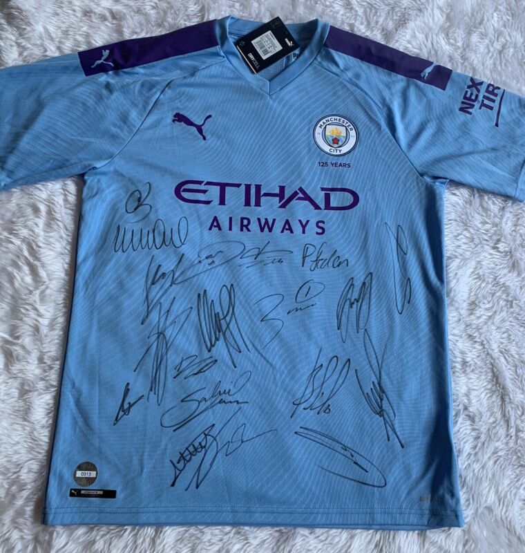 Manchester City Team Signed Shirt 19/20 for sale on Ebay