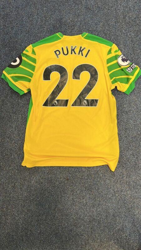 NORWICH MATCH WORN HOME SHIRT JOMA PUKKI #22 CANARIES  for sale on Ebay