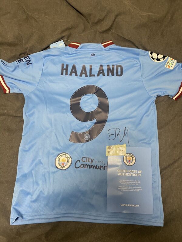 SIGNED Erling Haaland Manchester City FC 2022/23 Champions League Shirt Jersey for sale on Ebay