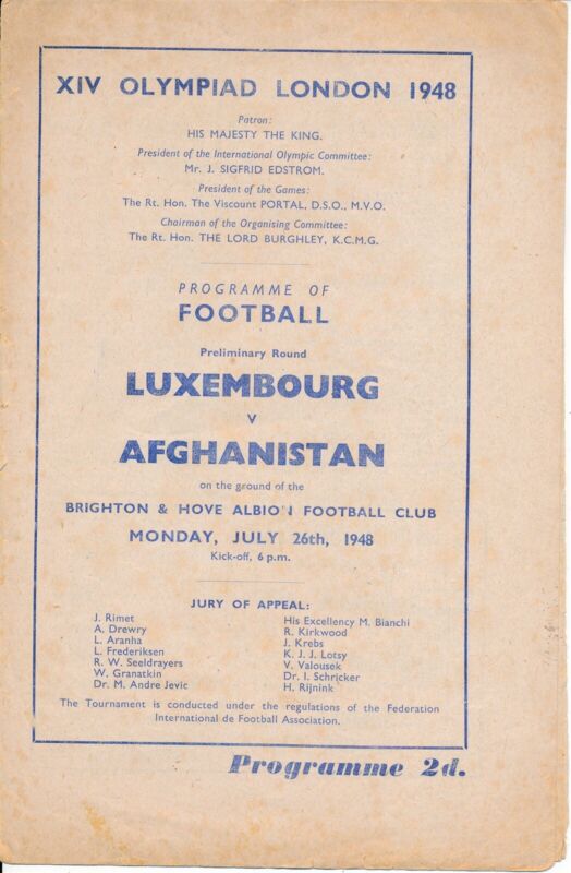 OLYMPIC FOOTBALL - LONDON 1948 Luxembourg v Afghanistan (@ Brighton) for sale on Ebay