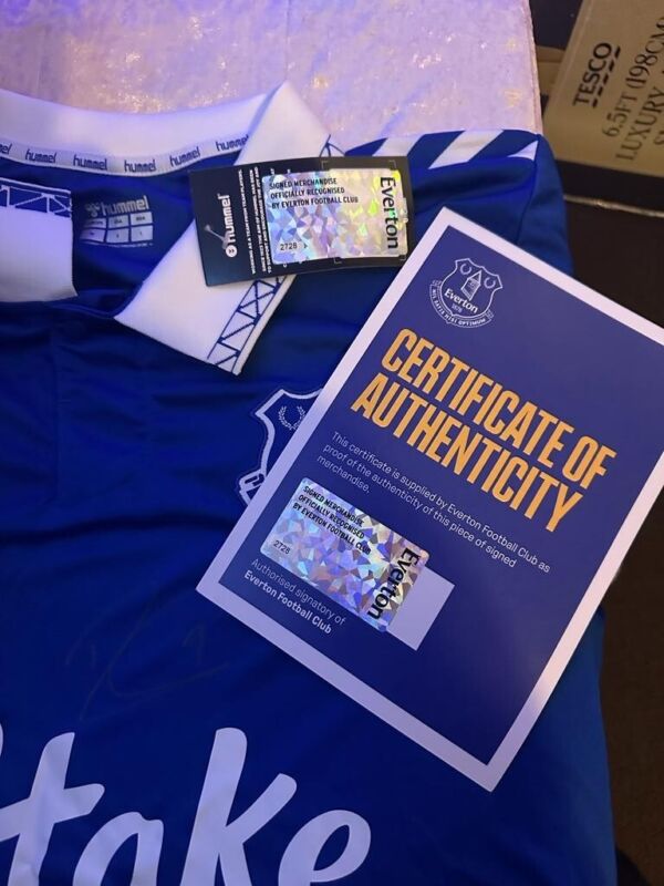 signed football shirt Everton for sale on Ebay