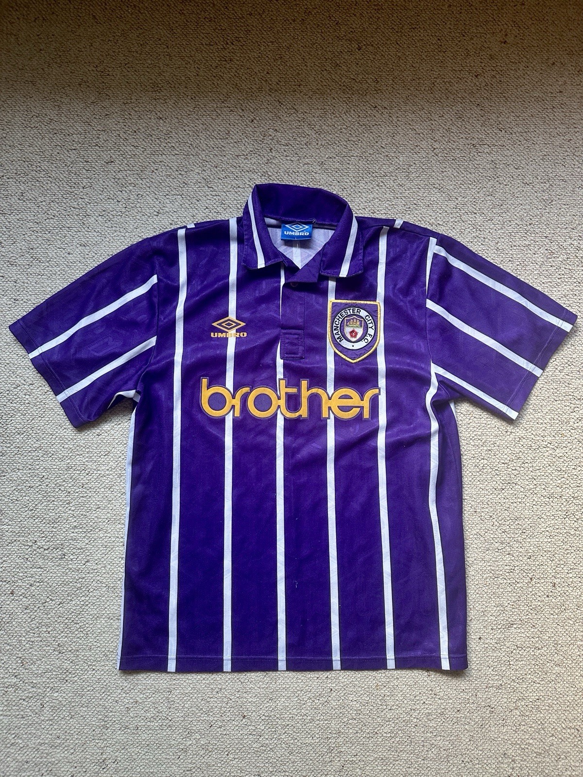 Original Manchester City Umbro away shirt (1990s, Oasis, rare, Brother, large) for sale on Ebay