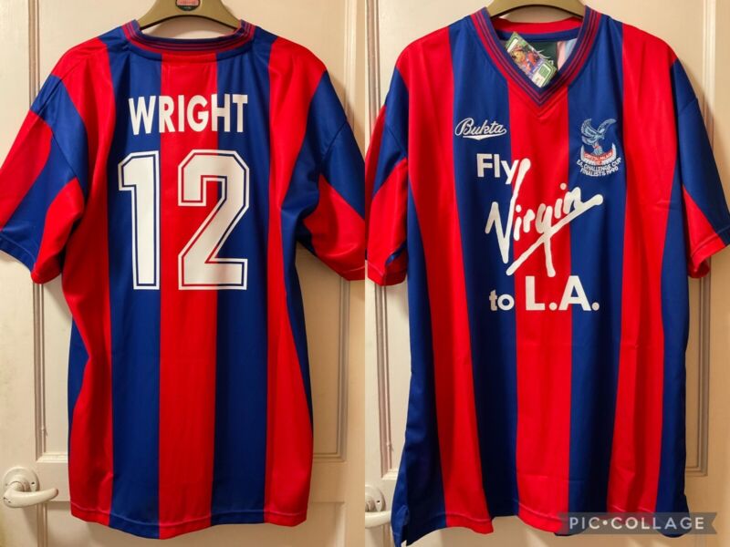 Crystal Palace 1990 FA Cup Final Score Draw Football Shirt Adults  XL  WRIGHT 12 for sale on Ebay