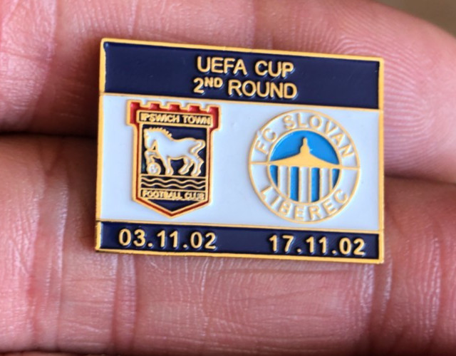 RARE IPSWICH TOWN v SLOVAN LIBEREC UEFA CUP 2nd ROUND 2002 ENAMEL PIN BADGE for sale on Ebay