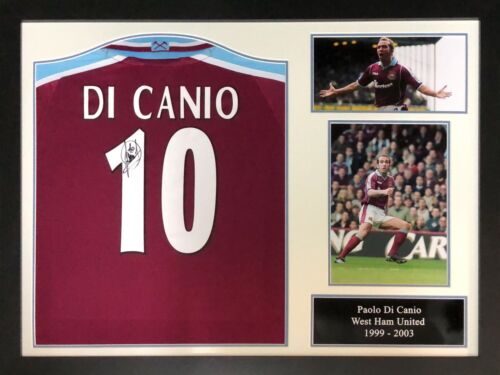FRAMED PAOLO DI CANIO SIGNED WEST HAM UNITED 10 FOOTBALL SHIRT SEE PROOF COA for sale on Ebay
