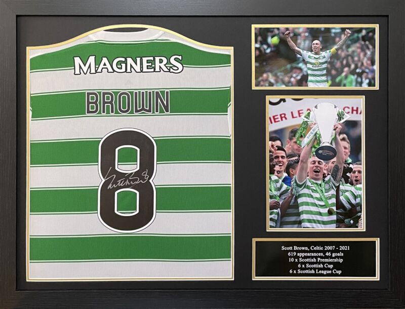 FRAMED SCOTT BROWN SIGNED CELTIC SHIRT COMES WITH PROOF & COA for sale on Ebay
