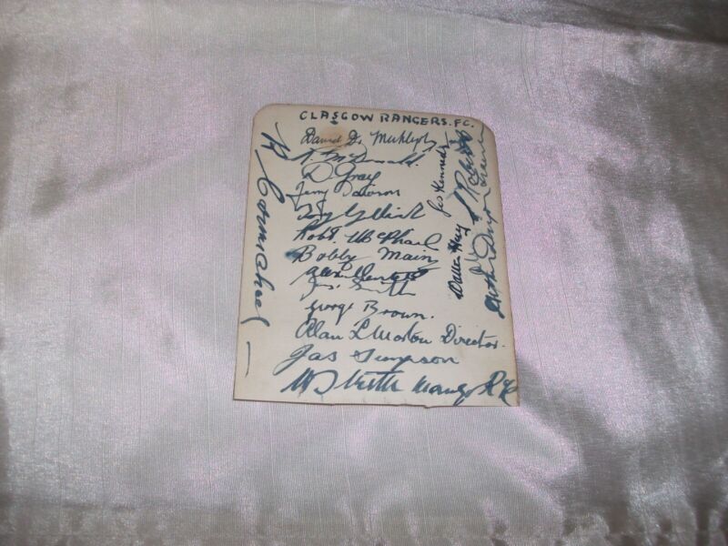 SIGNED AUTOGRAPH BOOK PAGE BY 18 GLASGOW RANGERS & 11 ST JOHNSTONE FC  1935 ? G+ for sale on Ebay