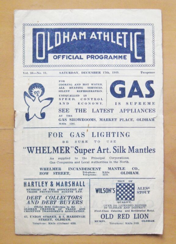 OLDHAM ATHLETIC v LINCOLN CITY 1949/1950 Fair/Good Condition Football Programme for sale on Ebay