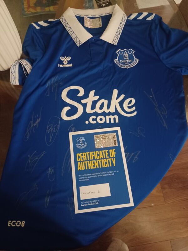 Signed Everton Football Shirt Everton Signed by all players and manager. for sale on Ebay