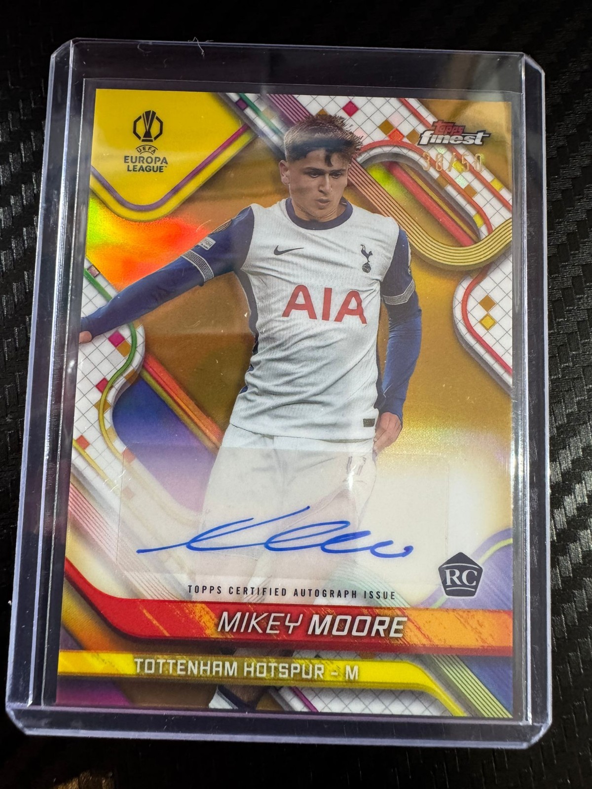 Mikey Moore /50 Auto Tottenham Spurs England Topps Finest for sale on Ebay