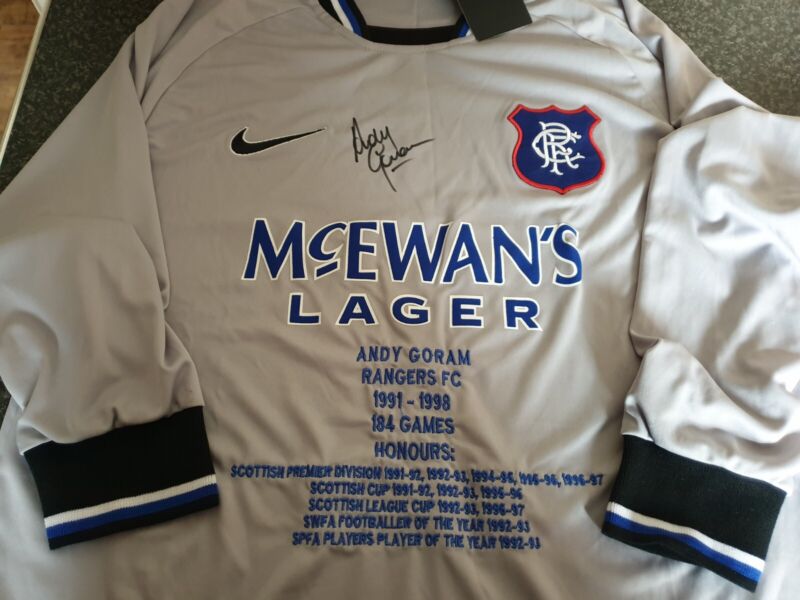 Andy Goram Rangers Signed 97/98 Goalkeeper Honours Shirt **PRIVATE SIGNING ** for sale on Ebay