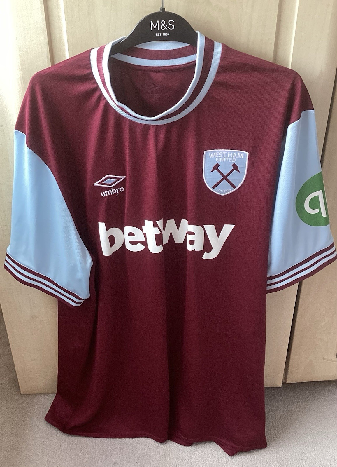 WEST HAM UMBRO HOME SHIRT XXL SEASON 24/25 for sale on Ebay