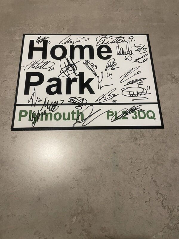 PLYMOUTH ARGYLE SIGNED 2024 METAL STREET SIGN FOOTBALL PROOF PHOTO SHIRT 1 for sale on Ebay