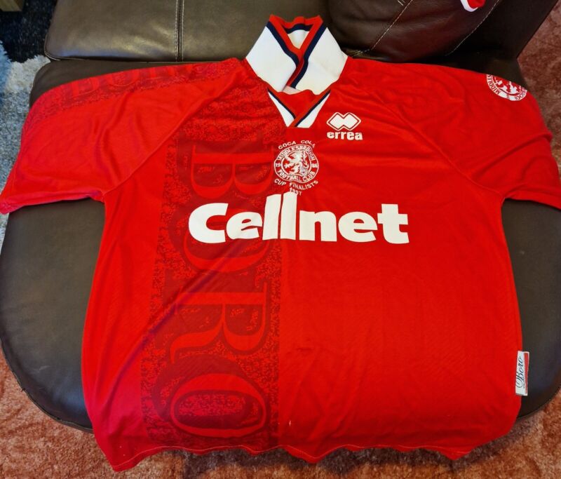 Middlesbrough FC Football Top (L) - Coca Cola Cup Final 1997 Edition (Used) for sale on Ebay