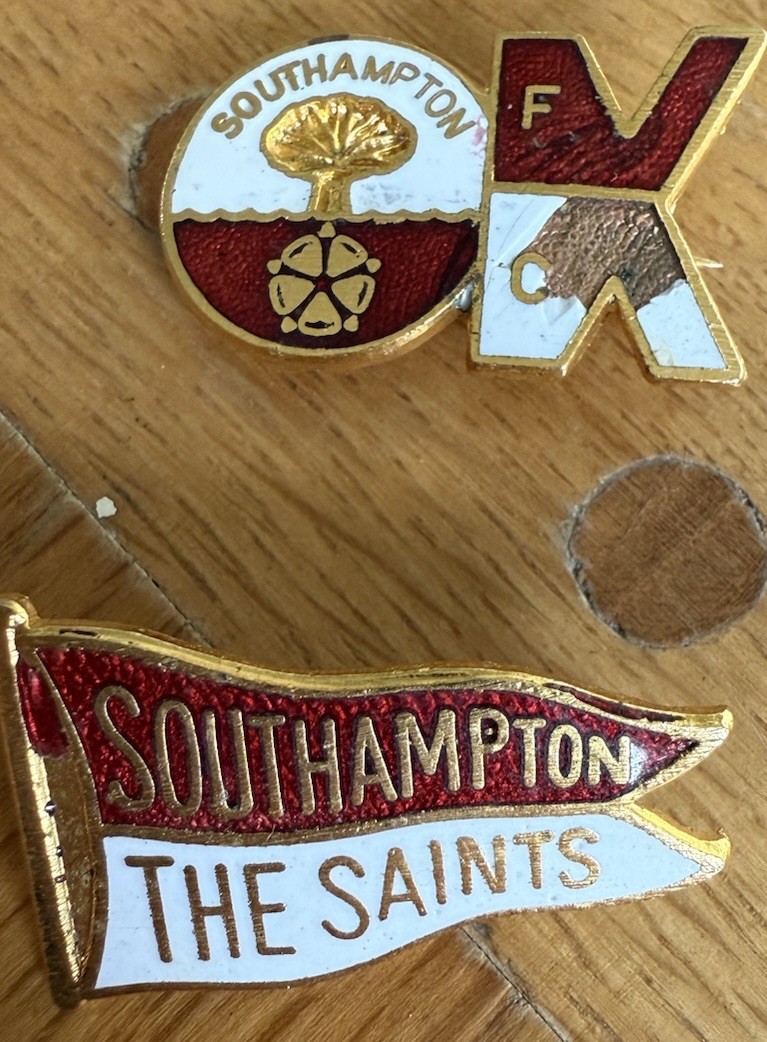 2 x  Southampton fans badges Football Coffer Sports Badges one damaged for sale on Ebay