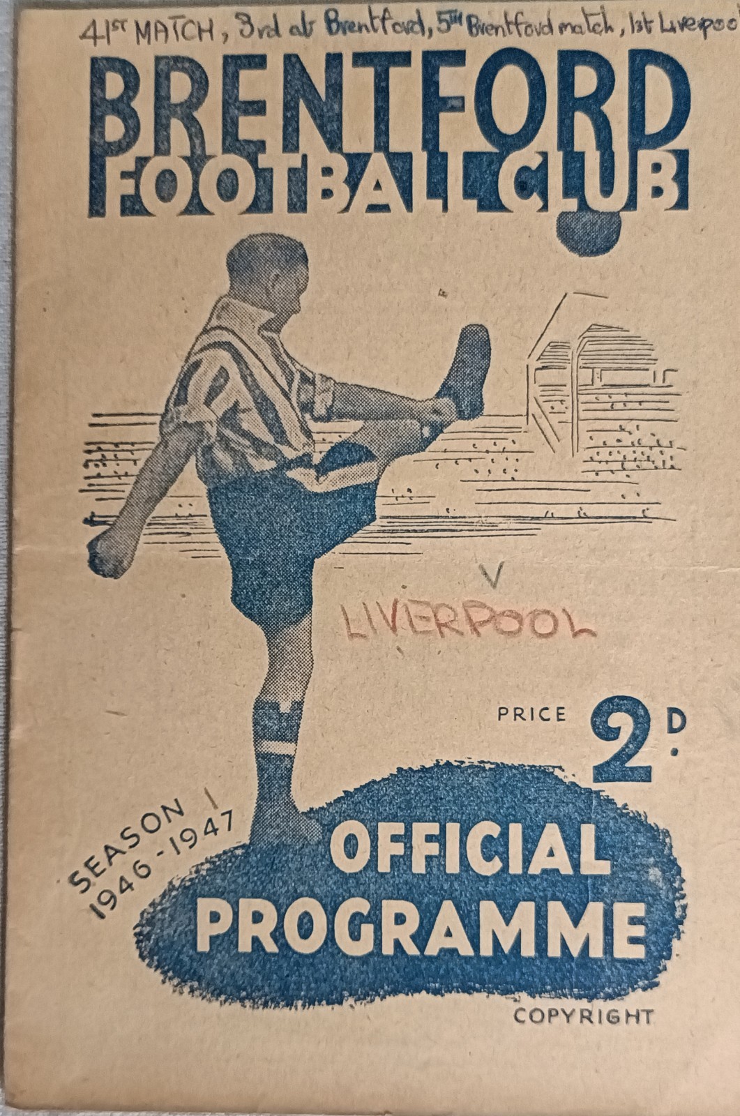 BRENTFORD V LIVERPOOL. 17.5.1947. for sale on Ebay