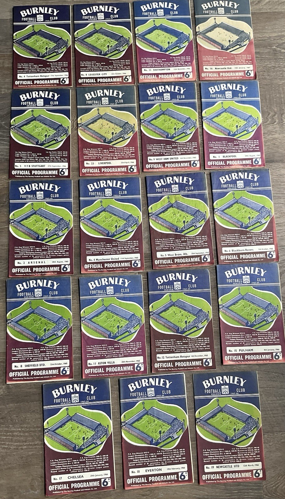 LARGE COLLECTION 1965-67 BURNLEY HOME FOOTBALL PROGRAMMES FA CUP ENGLAND for sale on Ebay
