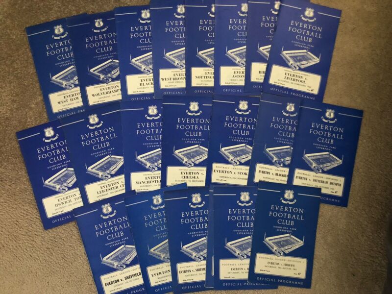 1963/64 EVERTON 21 x Complete set League Progs All Very Good Clean & Intact for sale on Ebay