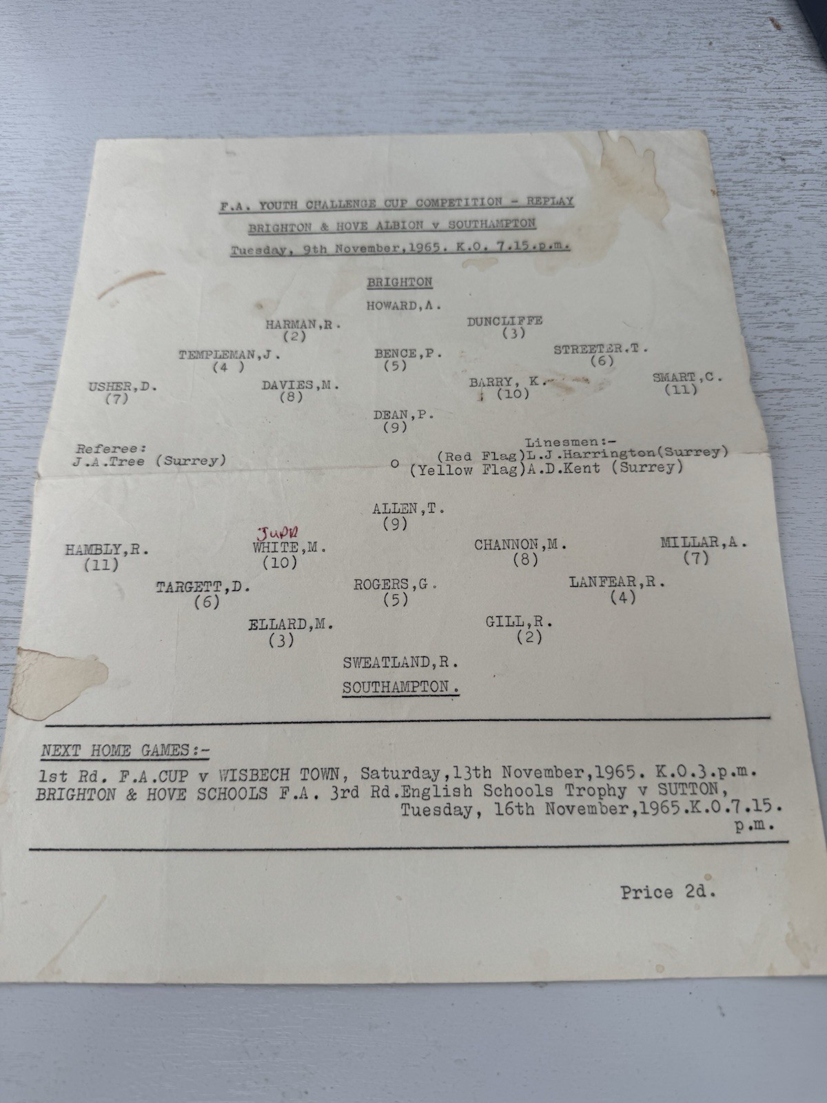 65/66 Brighton V Southampton FA YOUTH CUP   Football Programme for sale on Ebay