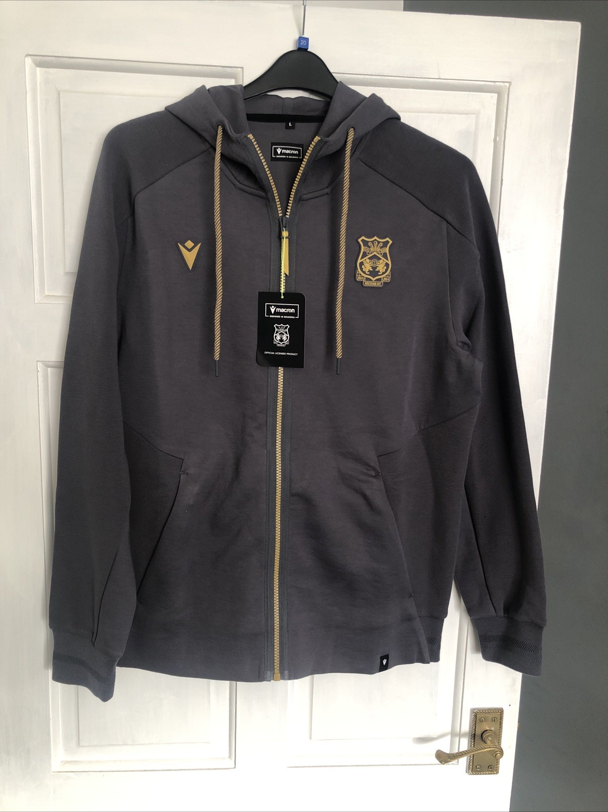 Wrexham Football Grey And Gold HoodieJacket Size Large for sale on Ebay